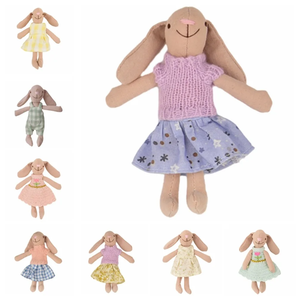 Giocattolo per bambini Coniglio Waldorf Bambola Abito lavorato a maglia Cartone animato nativo Peluche Bambola di pezza Kawaii Farcito fatto a mano Bambola giocattolo Regalo per bambini