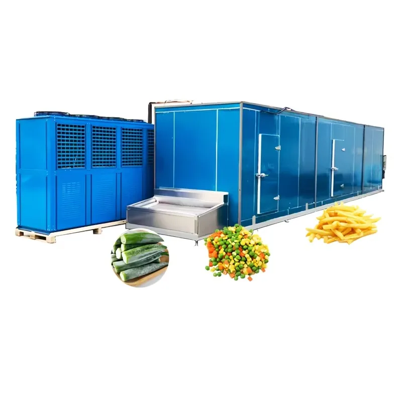 Large Capacity Automatic IQF Tunnel Freezer Machine Motor Gearbox for Continuous Fluidization High Productivity Green Peas Corn