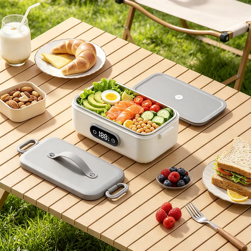 304 Stainless Steel Electric Lunch Box with Digital Display Portable Food Insulation Container Suitable for Office Toilet Box
