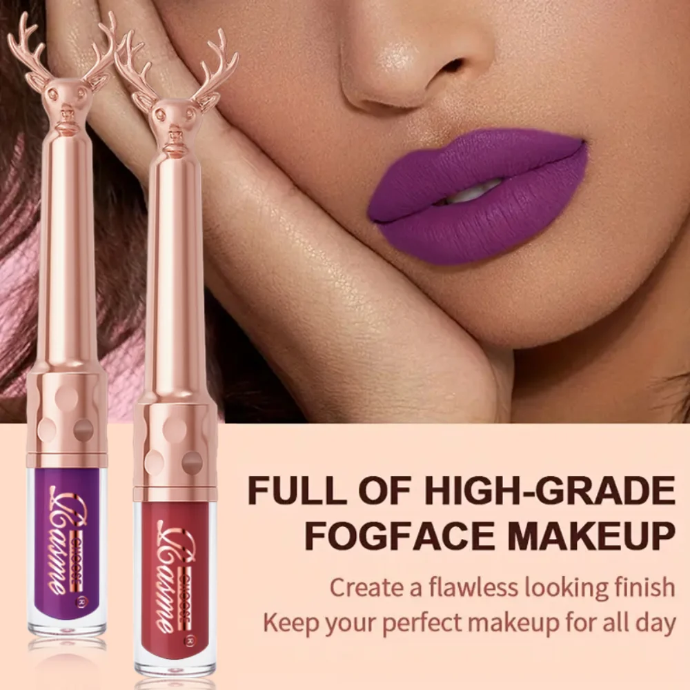 أحمر شفاه غير لامع مقاوم للماء، أحمر شفاه مرطب يدوم طويلاً، أحمر شفاه كريستالي لامع، مستحضرات تجميل نسائية #3