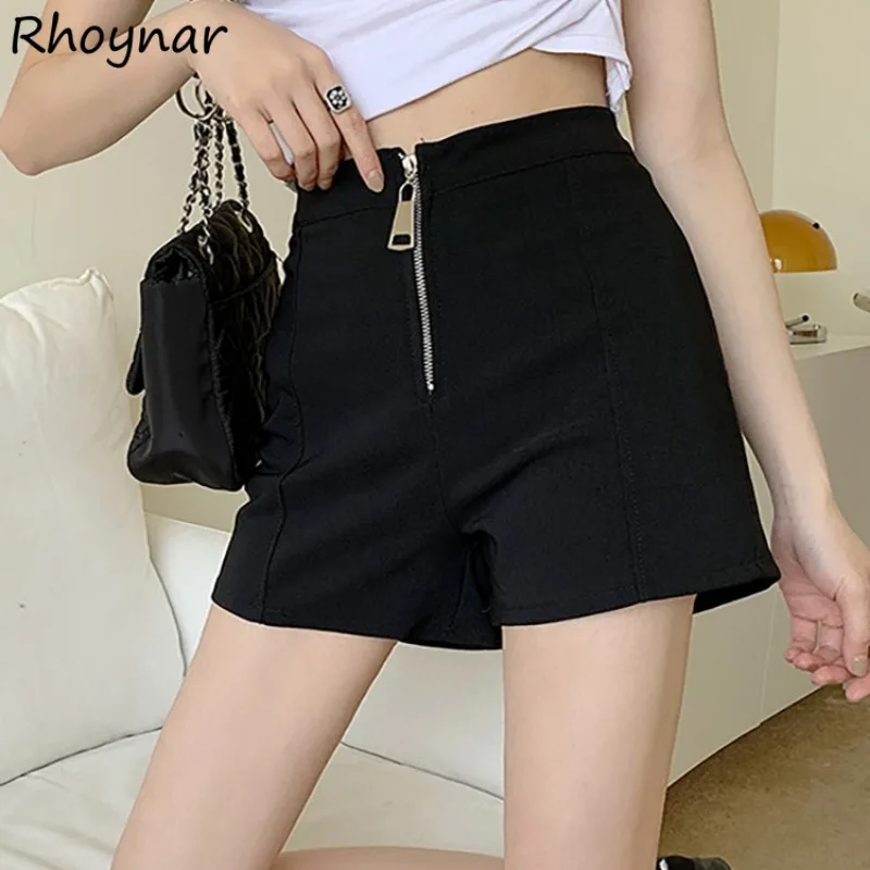 

High Waist Shorts Women Summer Cool Girls Simple Solid Slim Zipper All-match Leisure Hotsweet Korean Fashion Hip-hop Streetwear