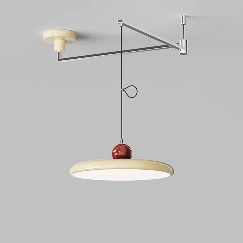 Dining Table LED Chandeliers Colorful Rocker Arm Light Simple Modern Home Decor Move Long Arm Chandelier Kitchen Bar Saucer Lamp
