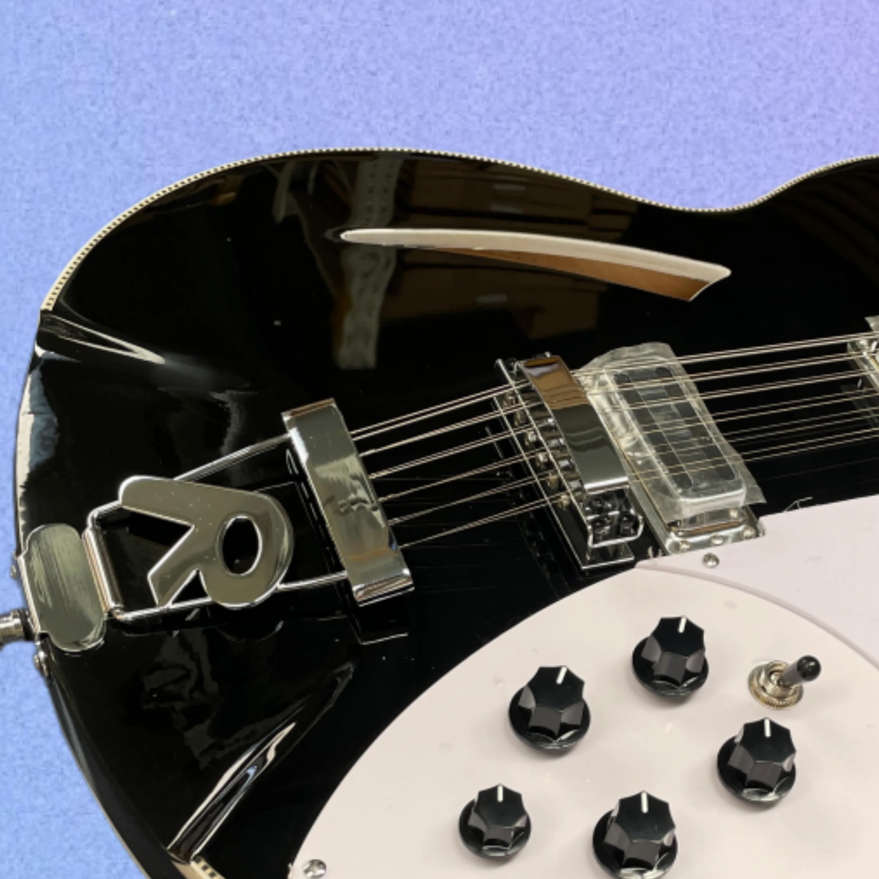 New 12-string Black Electric Guitar With Intricate Binding,Rosewood Fingerboard,White Pickguard,And Black Knobs Guitars Guitarra