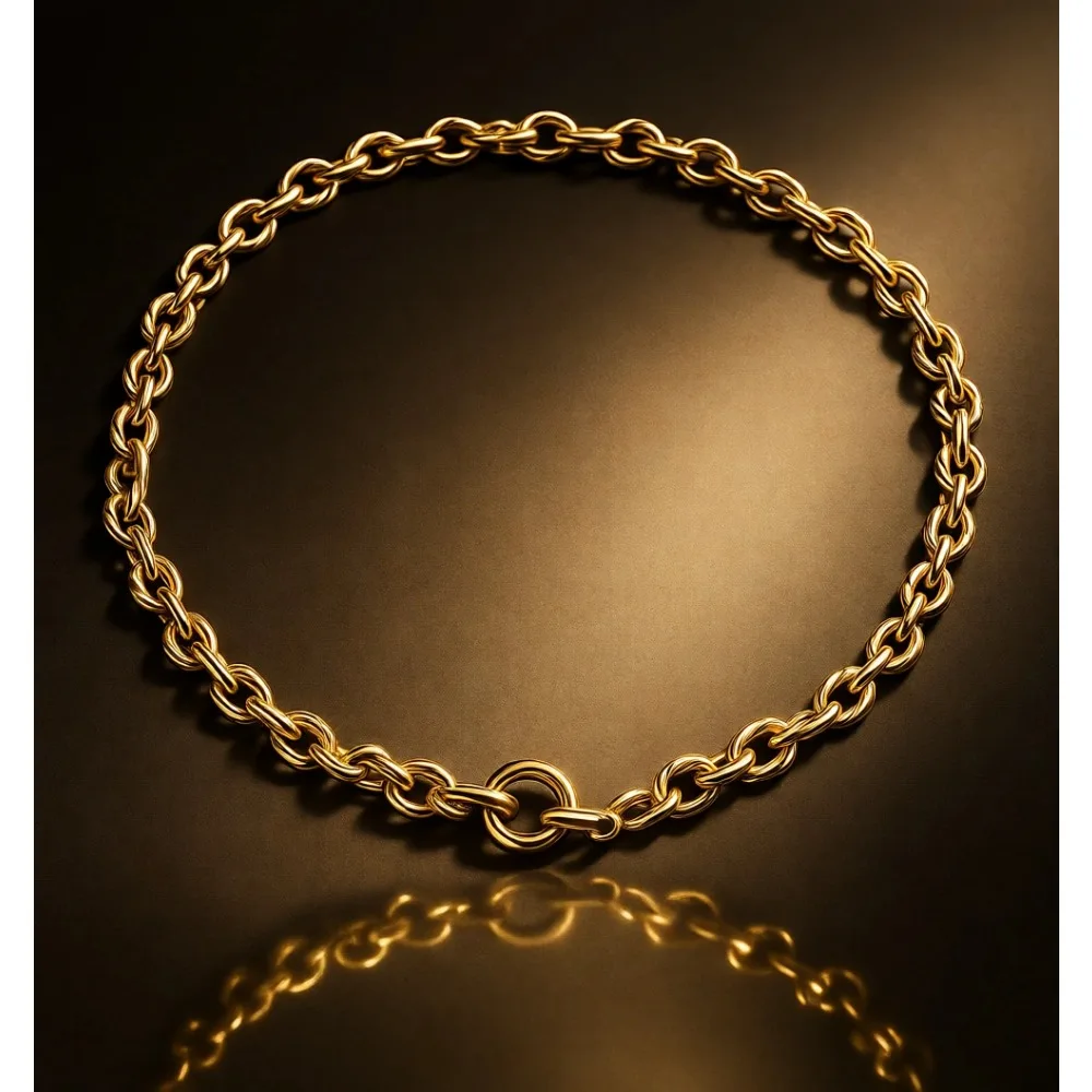 

Массивное овальное ожерелье-чокер с витой цепочкой и застежкой-тогл для женщин