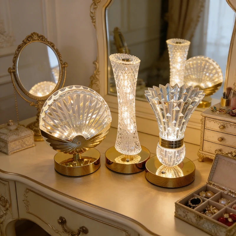 Modern Crystal Table Lamp Bedroom Bedside Light Touch Control Night Light Romantic Ambient Lamp For Home Decor