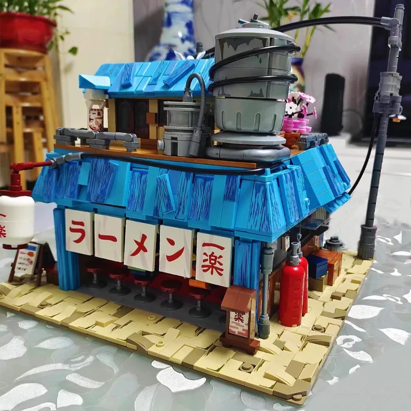 MOC City Idea Streetview Yile Ramen Shop Building Blocks Creative Japanese Noodle House Model Bricks Toys For Boy Birthday Gift