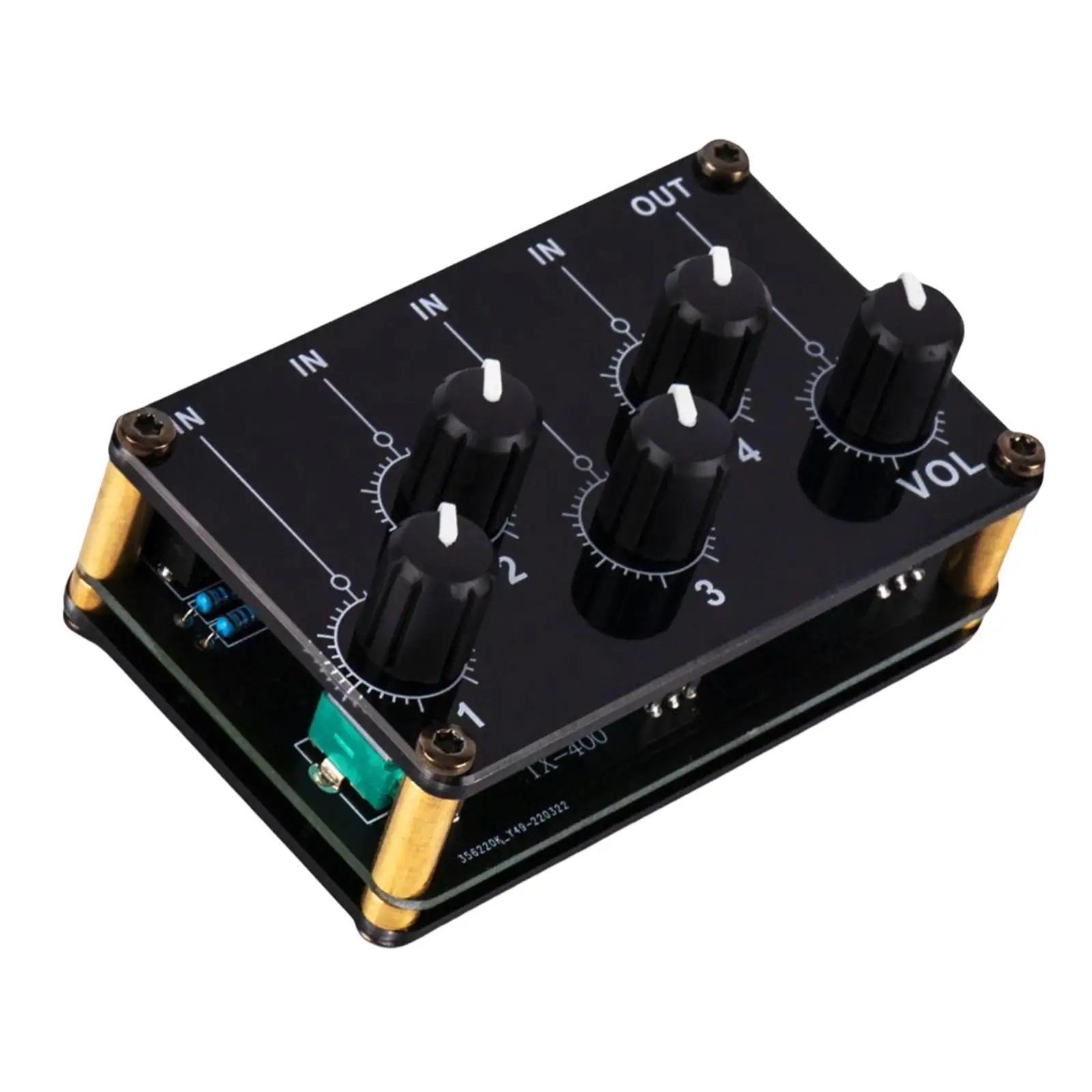 Mini Stereo 4 Channel Line Mixer, Portable Audio Mixer, Compact for studio Recording Home Theater Musician KTV