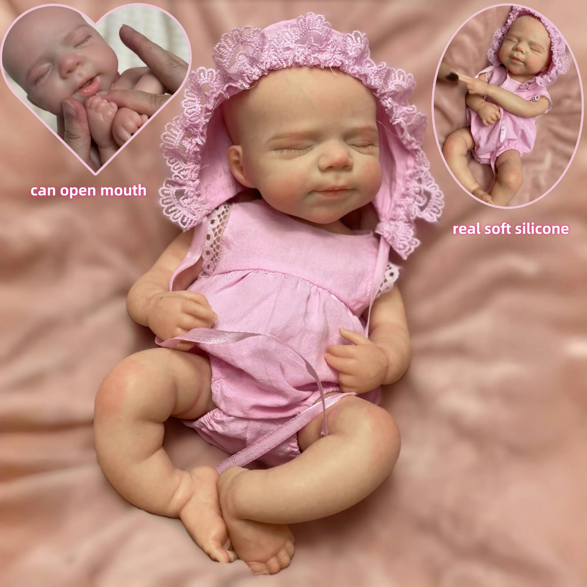 

33CM Open Mouth Pascale All Soft Silicone Bebe Girl Reborn Doll Painted/Unpainted Newborn Doll reborn de silicone real cuerpo