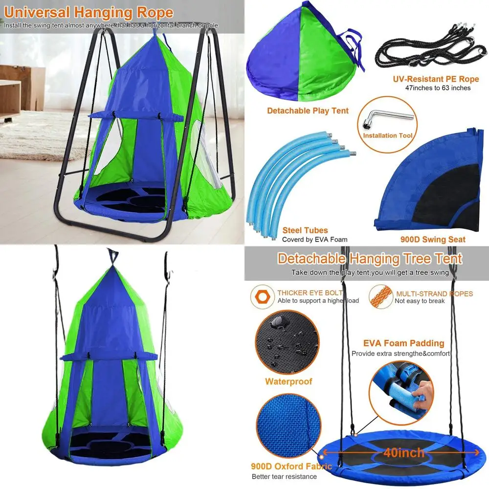 

Водонепроницаемая палатка-качели для деревьев со съемным игровым домиком для использования в помещении и на улице, выдерживает до 600 фунтов (272 кг)