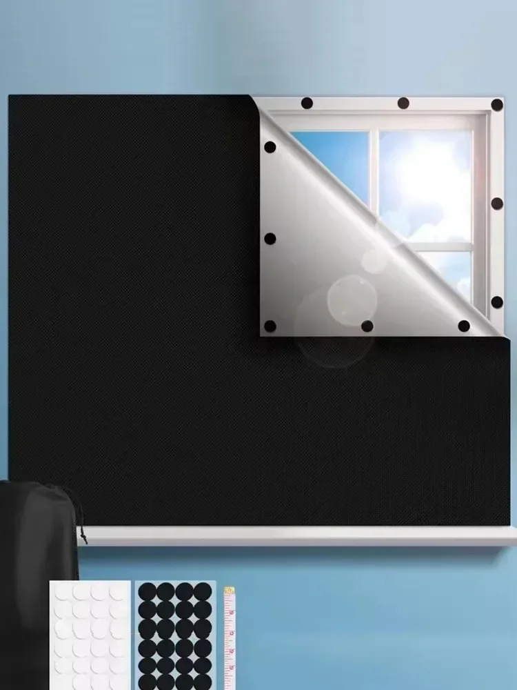 100% persianas opacas, cortina de ventana con bloqueo de luz extraíble, cortinas de ventana de privacidad de vidrio Total, pegatina para ventanas no perforadas