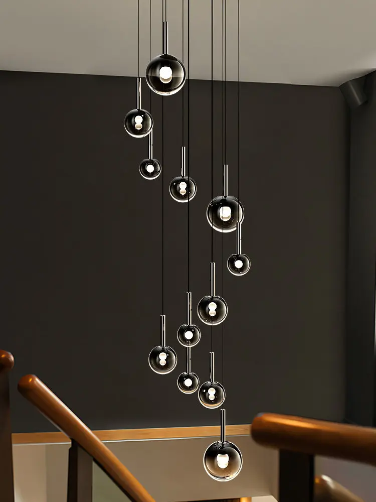 Designer's Creative Art LED Glass Hanging Lamp Restaurant Living Room Bedroom Villa Staircase Luxury Chandelier Home Decor Light view 3