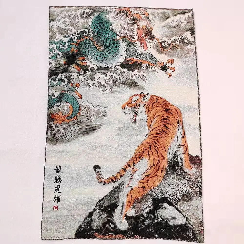 Dragon leaping and Tiger Leaping silk Thangka brocade painting gold silk cloth weaving embroidery silk embroidery antique crafts