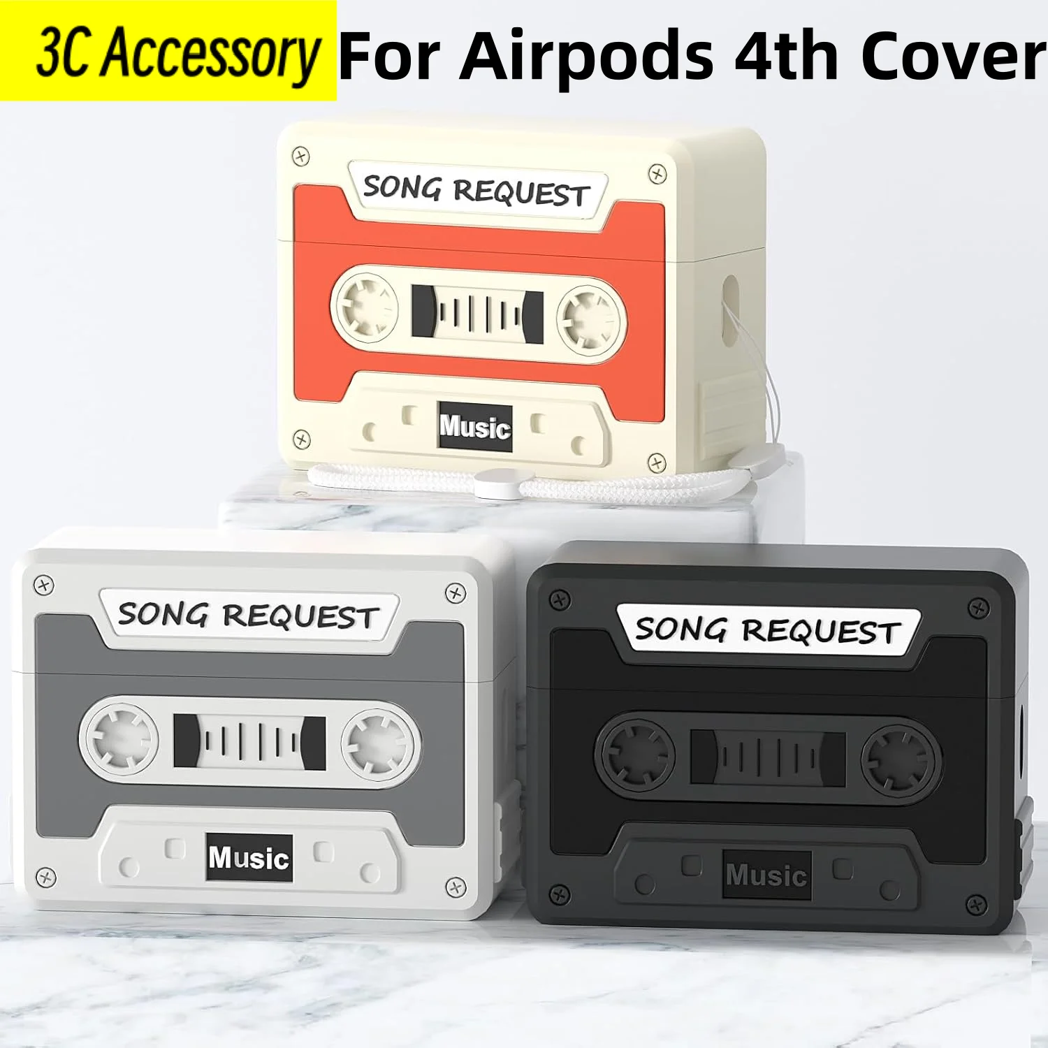 2024 nuevo para Airpods 4 th USB-C Coque cubierta Retro cinta magnética diseño de silicona suave Funda protectora para Airpods 4 Funda