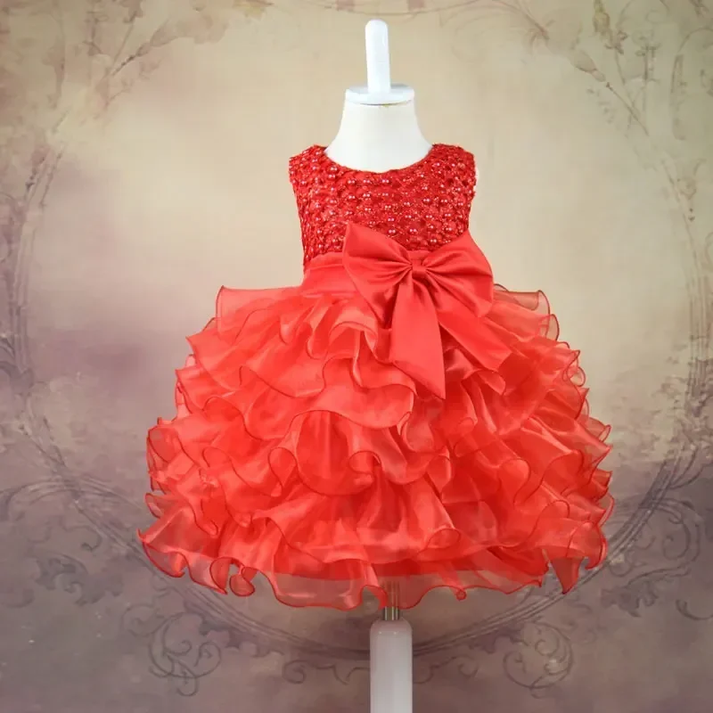Fashion Bead Baby Clothing Girls Dresses Solid Color Lace Sleeveless Toddler Girl Dress Summer Girl Dress 0-24 Months