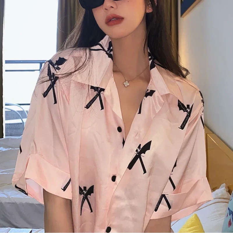 

ERD Shirts & Blouses Men Women 1:1 Blusa Mujer Moda 2023 Summer Blouse Y2k Style Vintage Pink Boutique Womens Clothing