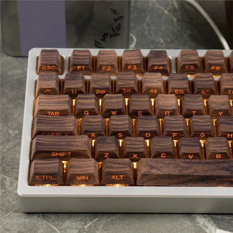 [NEW!】 Retro Wood Grain Wooden Texture Keycaps For Mechanical& Magnetic Keyboards-Artisan Keycap Set For DIY Customization