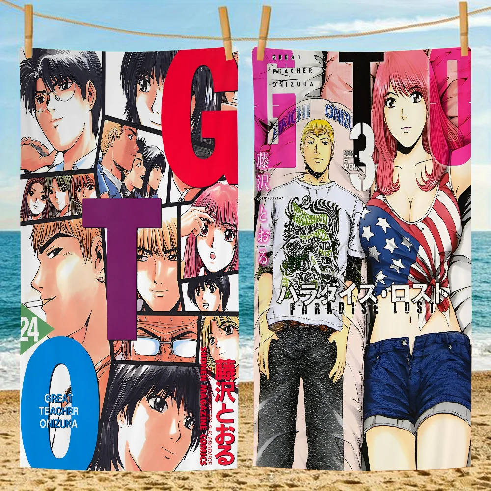 

Anime GTO Beach Towel Cartoon Cute Summer Kids Large Bath Pool Beach Towel Microfiber Absorbent For Swimming Travel