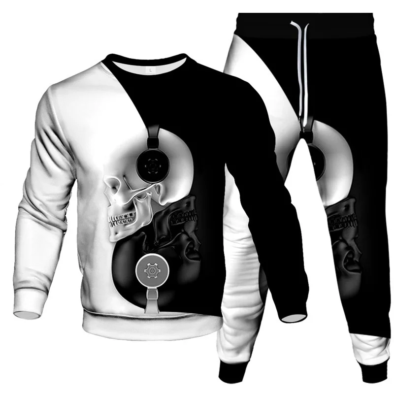 Swirl Optical Illusion Pattern 3D Printed Men's Sweatshirt Jogging Pants 2 Piece Tracksuit  Mountain Climbing Unisex Clothing