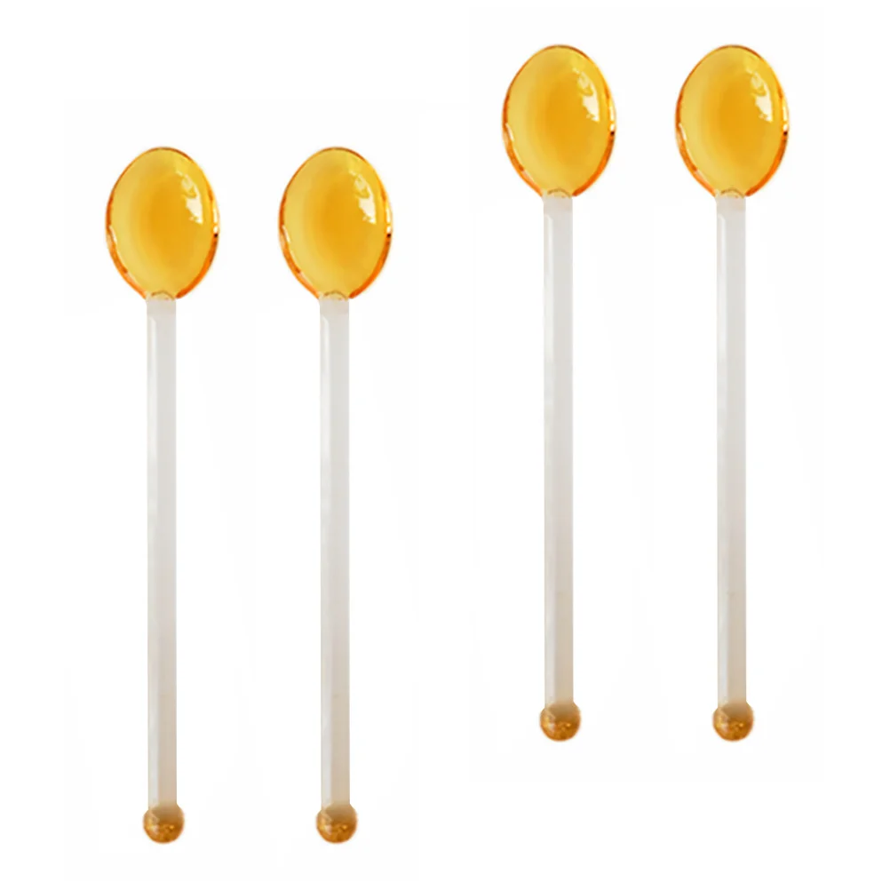 

4Pcs Glass Coffee Spoon Heat Resistant Clear Long Handle Dessert Spoon Multipurpose Teaspoon for Home Restaurant