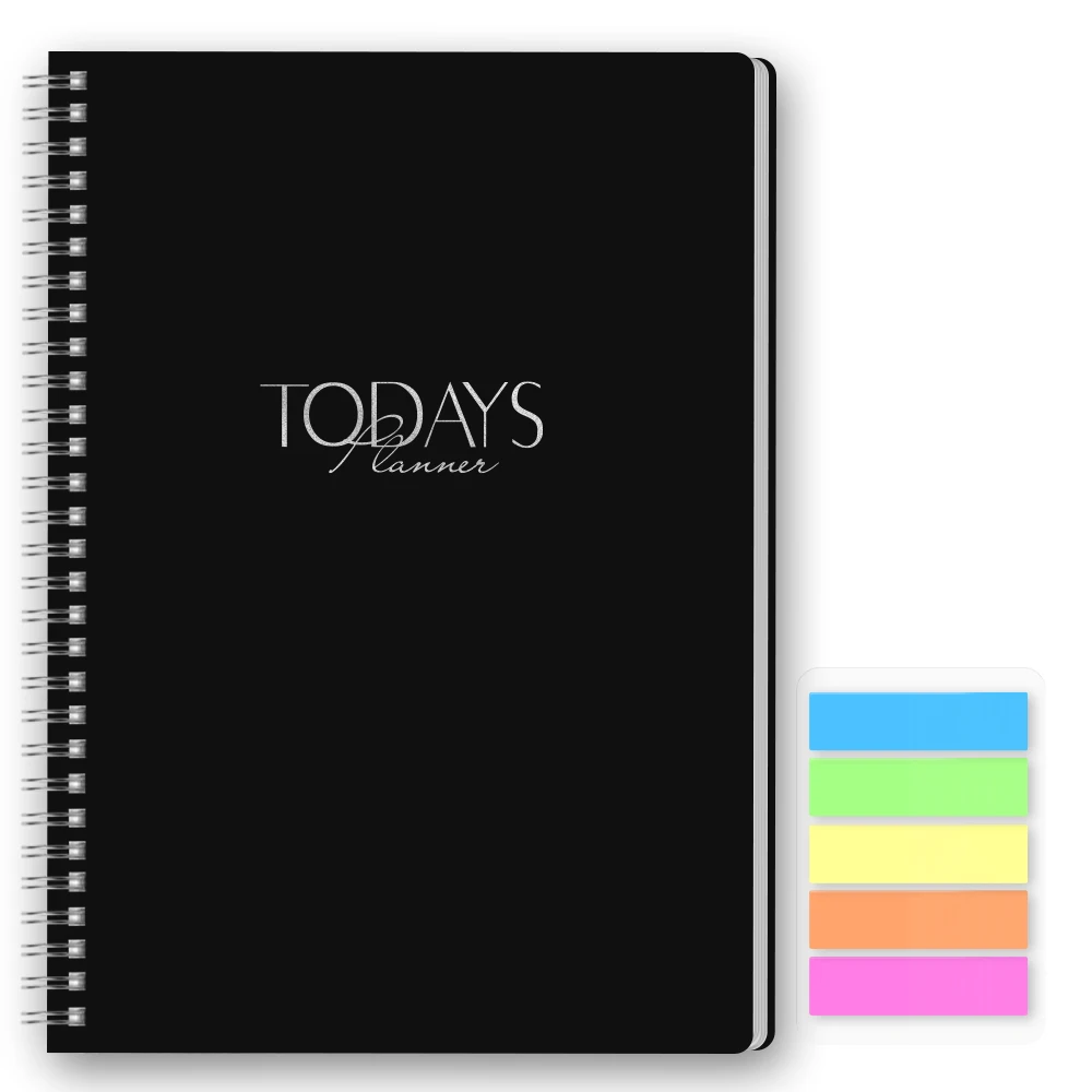 Daily Planner to Easily Organize Your Tasks and Boost Productivity 7.3\" X 10\" to Do List Planner, with Color Index Stickers