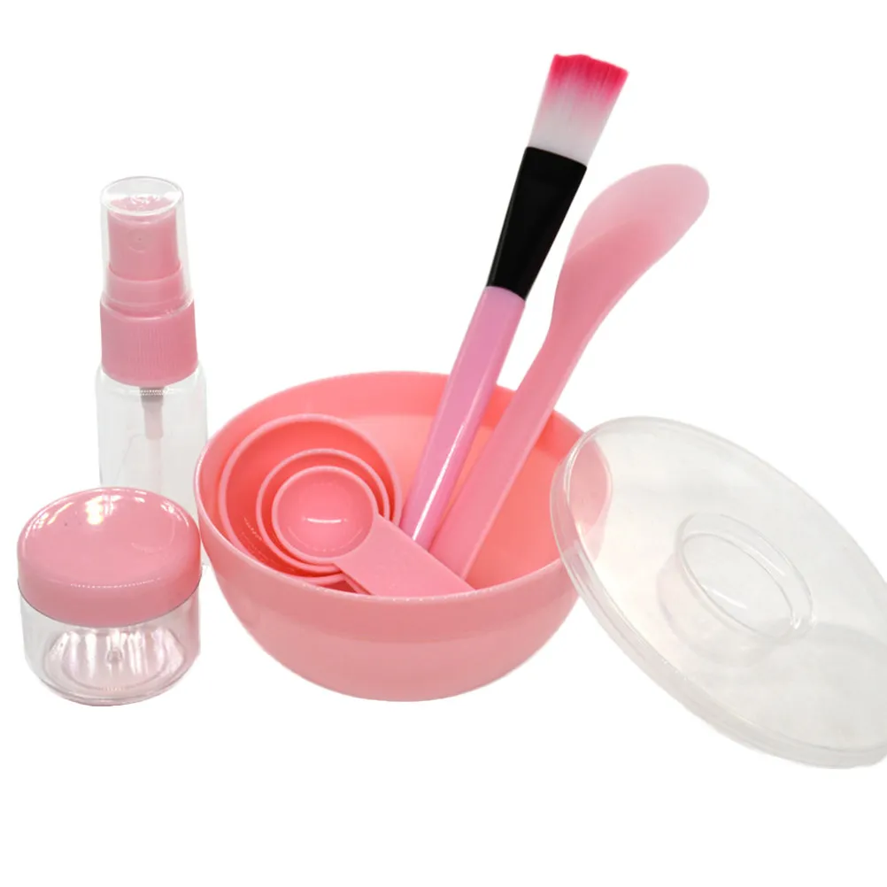 9Pcs Facial Mask Tool Set DIY Skin Care Kit Includes Mixing Bowl Brush Stick Measuring Spoon PP Silicone Portable for Women
