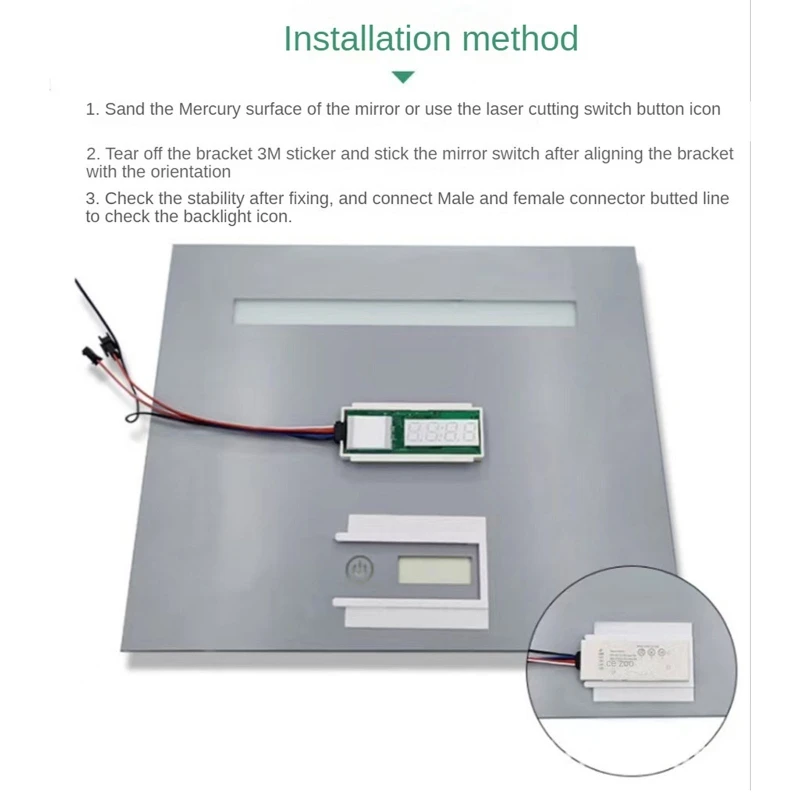DC12V Single Button Touch Sensor with Clock Temperature Display LED Touch Switch for Vanity Bathroom Mirror Y5GB