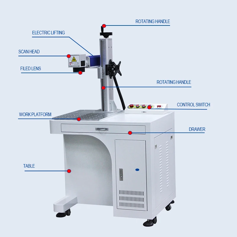 100W JPT Desktop Portable Fiber Laser Marking Engraving Marker Machine for Metal Steel Copper Aluminum