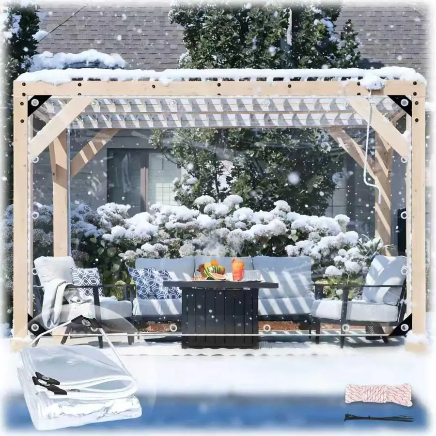 

x 10 Clear Vinyl Tarp Clear Tarps Heavy Duty Waterproof UV Resistant Glass Tarps Transparent Tarpaulin with GrommetsampReinforce