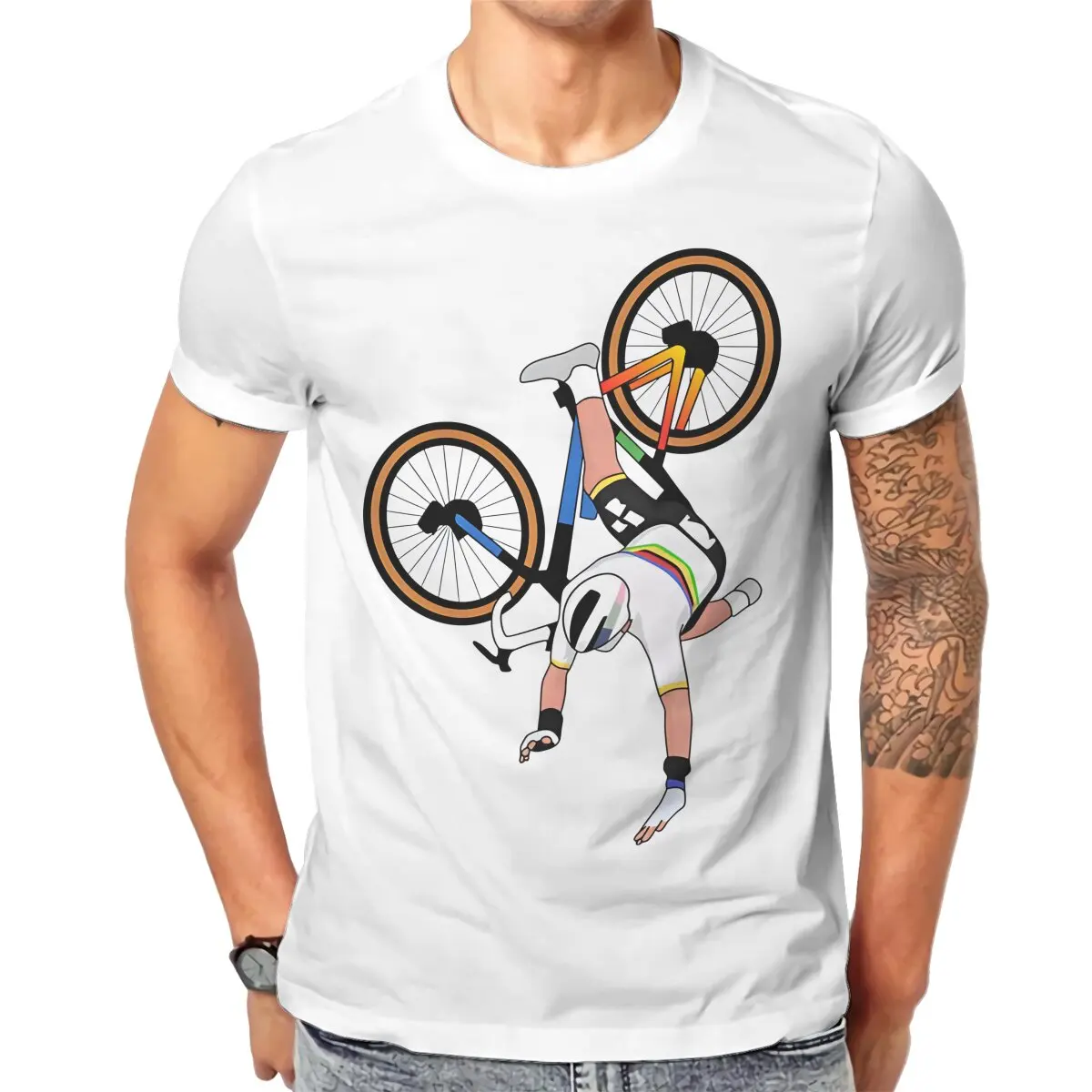 VAN DER POEL Tour Of Flanders 2020 Julian Alaphilippe Tshirt Classic Grunge Men's Streetwear Tops Large Cotton Crewneck TShirt