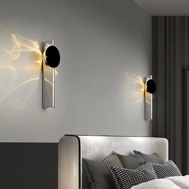 Ripple Stainless Steel Rotating Living Room Wall Light and Shadow Designer Background Wall Hotel Bedroom Model Room New Atmosphe