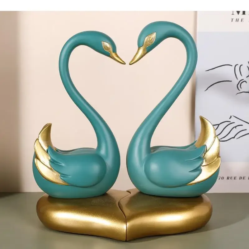 

# Для света, роскошные любовные пары, лебедь, украшение из смолы, свадебная вечеринка, скульптура животного, настольные украшения, современный дом^