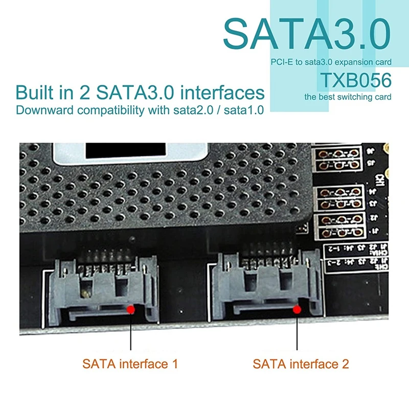 2Pcs Express To SATA3.0 2-Port SATA III Controller Card Adapter Riser Card, PCIE Pci-E To SATA Pcie IDE Card Adapter