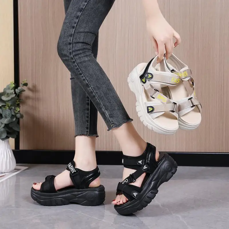 Sexy Luxury Open-toed Women Sport Sandals Wedge Hollow Out Ladies Sandals Outdoor Cool Platform Shoes Student Beach Summer Shoes