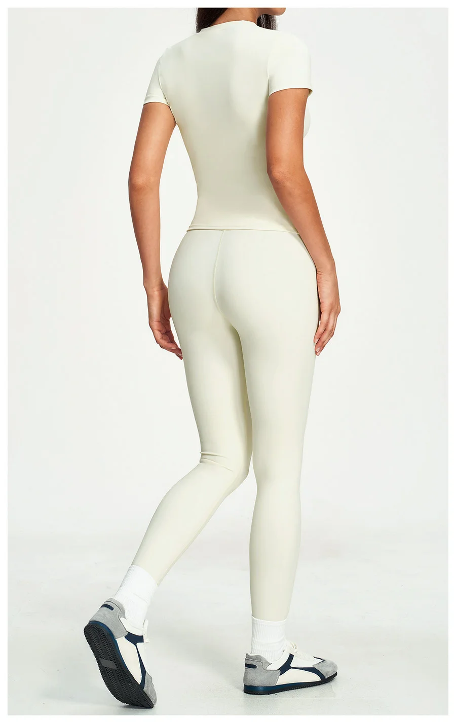Yoga-Set 2-teilig Sportbekleidung Fitnesskleidung Yoga-Anzüge Damen Fitness-Set Trainingsanzüge Sport Langarm Crop Top Gym High Waist Leggings – Detail 21