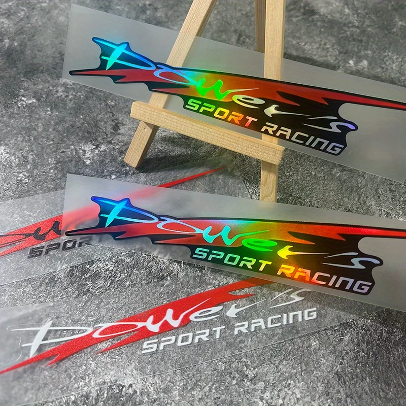 

"POWEIS Racing Style Car Sticker Waterproof Vinyl Decal for Bumper Headlight Fender DIY Scratch Cover"