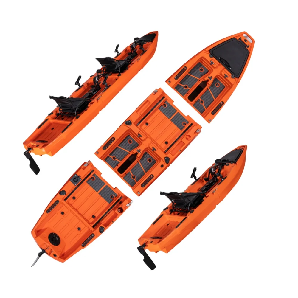 

LSF 14 FT Modular Sea Kayak 3-Section Tandem With Double Seat 2-Person Customized Logo Color Pedal Kayak Outdoors Touring