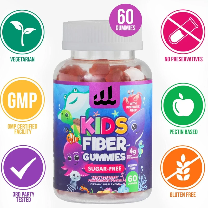 

Children's fiber gummy bear supplement - supports regularity, digestive health, and immune support - vegetarian -60 gummies