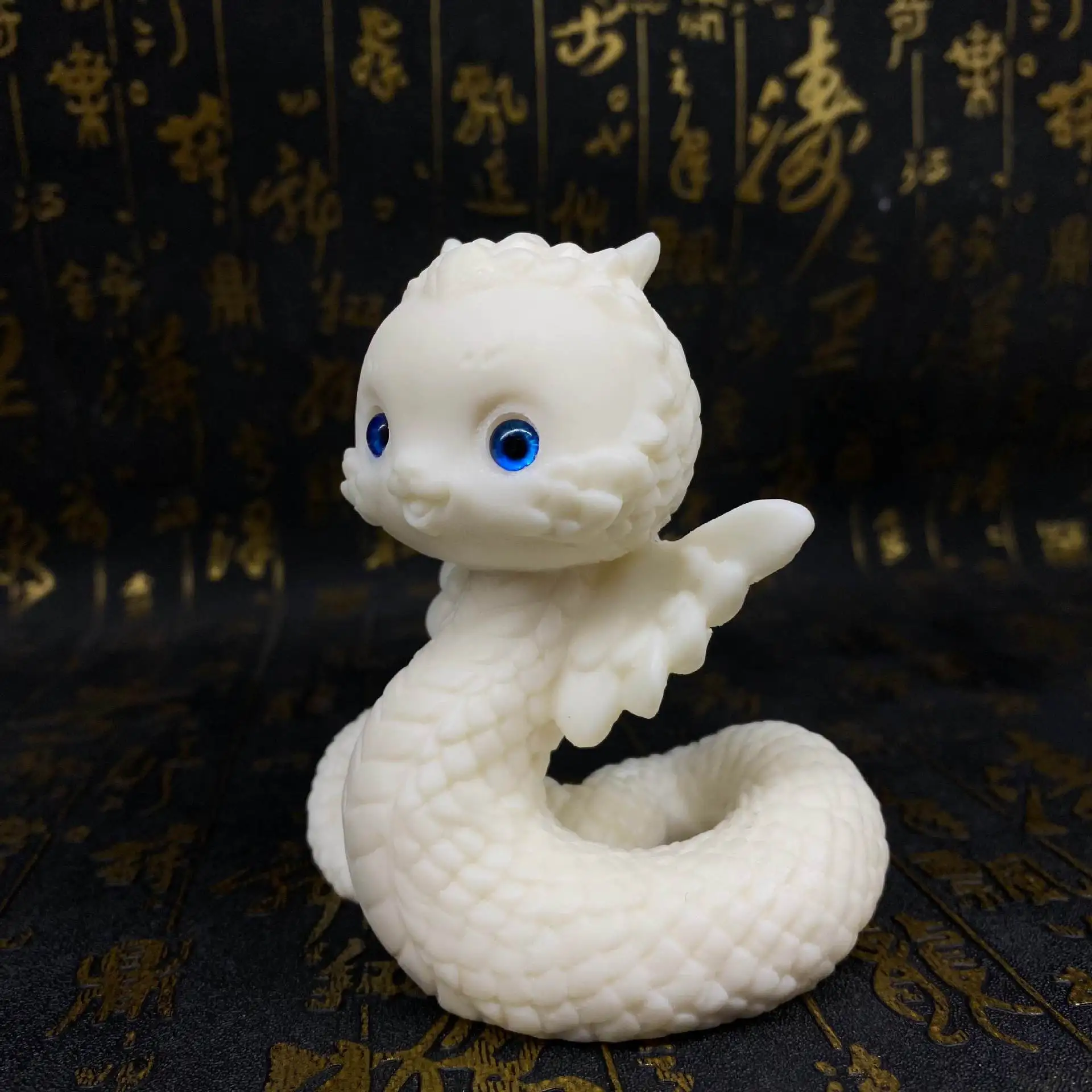 Ivory Nut Carved Auspicious White Snake Figurine 108.87.5cm Living Room Home Desktop Decor Craft Ornament