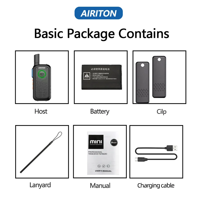 AIRITON AI-T3 جهاز اتصال لاسلكي صغير احترافي رقيق إلى 1.7 سنتيمتر UHF 400-470 ميجا هرتز HD صوت USB قابل لإعادة الشحن اتجاهين راديو للتخييم #6