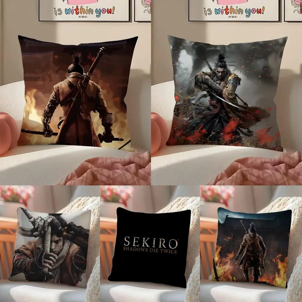 Hot Game S-Sekiro Shadows Die Twice Cushion Cover Pillowcase Short Plush Invisible zipper Room Sofa Cushion Cover