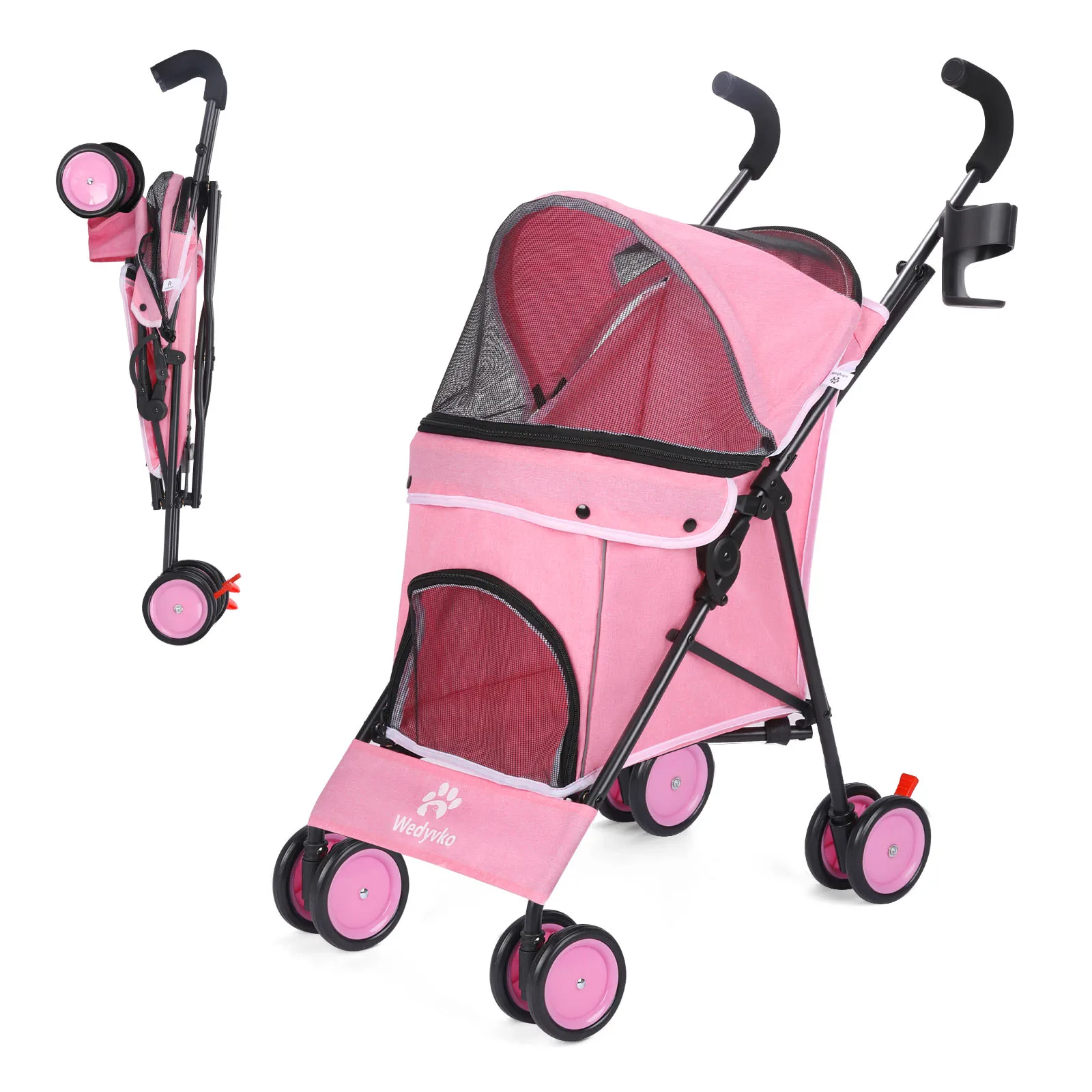 

Pet Dog Stroller 4 Wheels Puppy Stroller Rotate with Brakes Storage for Dogs Cats Travel Pet Suplies Outdoor 애완견 유모차
