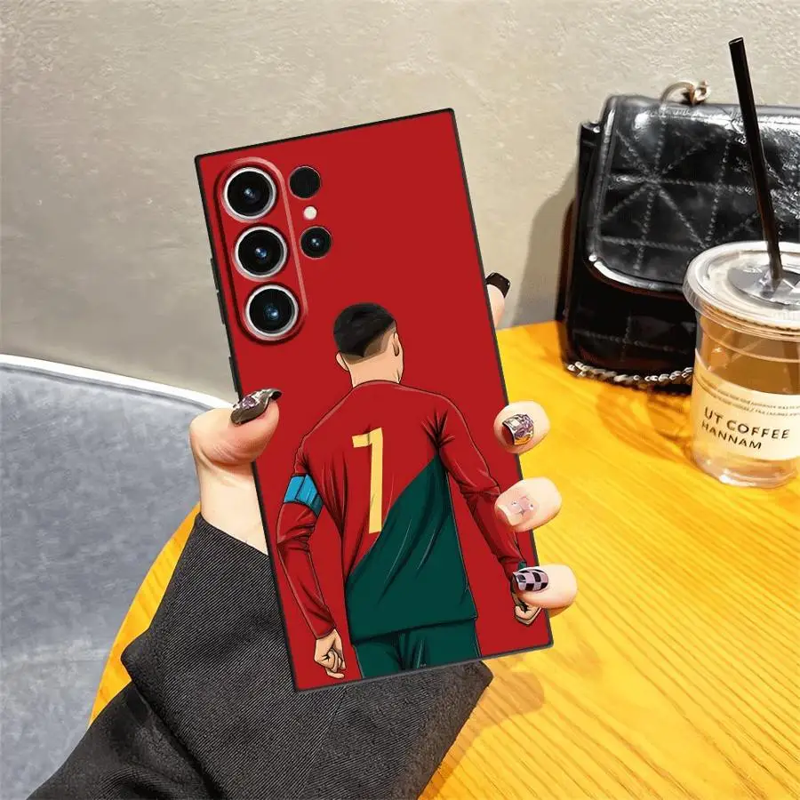 حافظة لهاتف سامسونج جالاكسي S21 FE S23 Ultra S20 S25 Edge S24 Plus من Football Star باللون الأسود الناعم #6