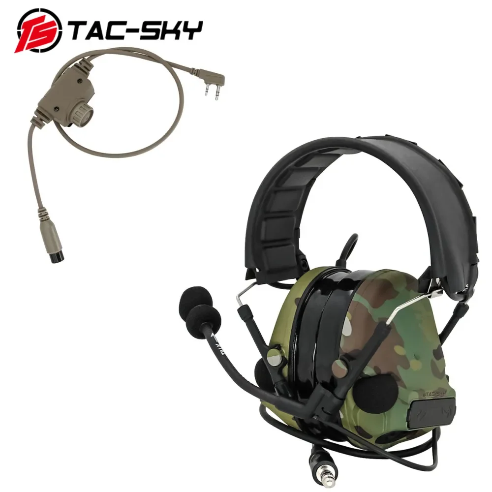 TS TAC-SKY Tactical COMATC III Headset with RAC kenwood Plug PTT Noise Canceling Tactical COMATC III Headset（MC）