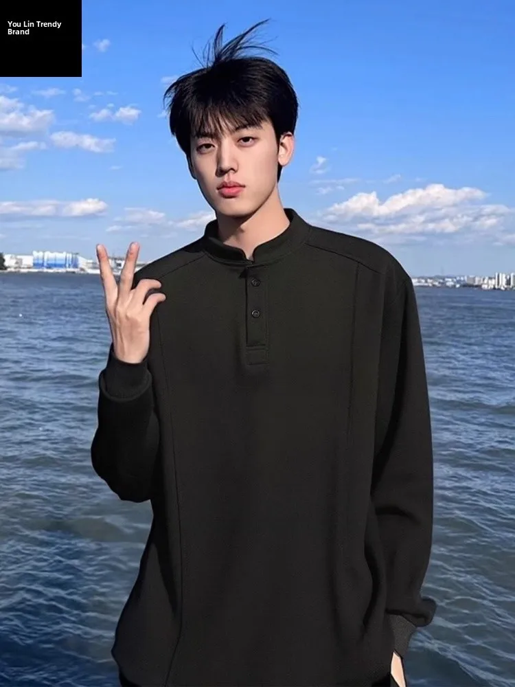 

Bla American Sle irt Men's Fce Lined Deconstructed Long Sve T-irt Heavy Sweatirt Base Layer irt