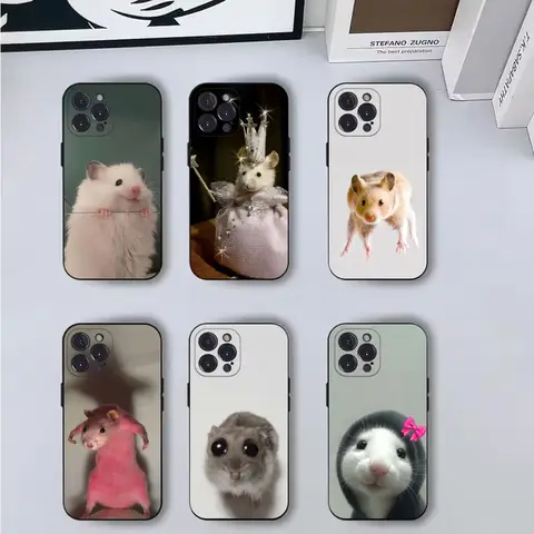 Cute Mouse Rat Hamster Phone Case Phone Case For iPhone 16,15,14,13,12,11,Pro,X,XS,Max,XR,Plus,Mini Soft Black Cover