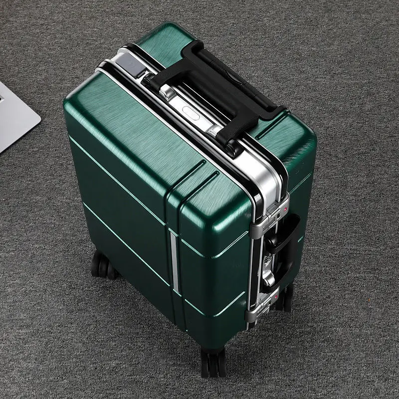 Nuovo Design 20 scatola d'imbarco telaio in alluminio bagaglio a rotelle valigia Trolley di grande capacità Unisex studente tronco Password ricarica USB