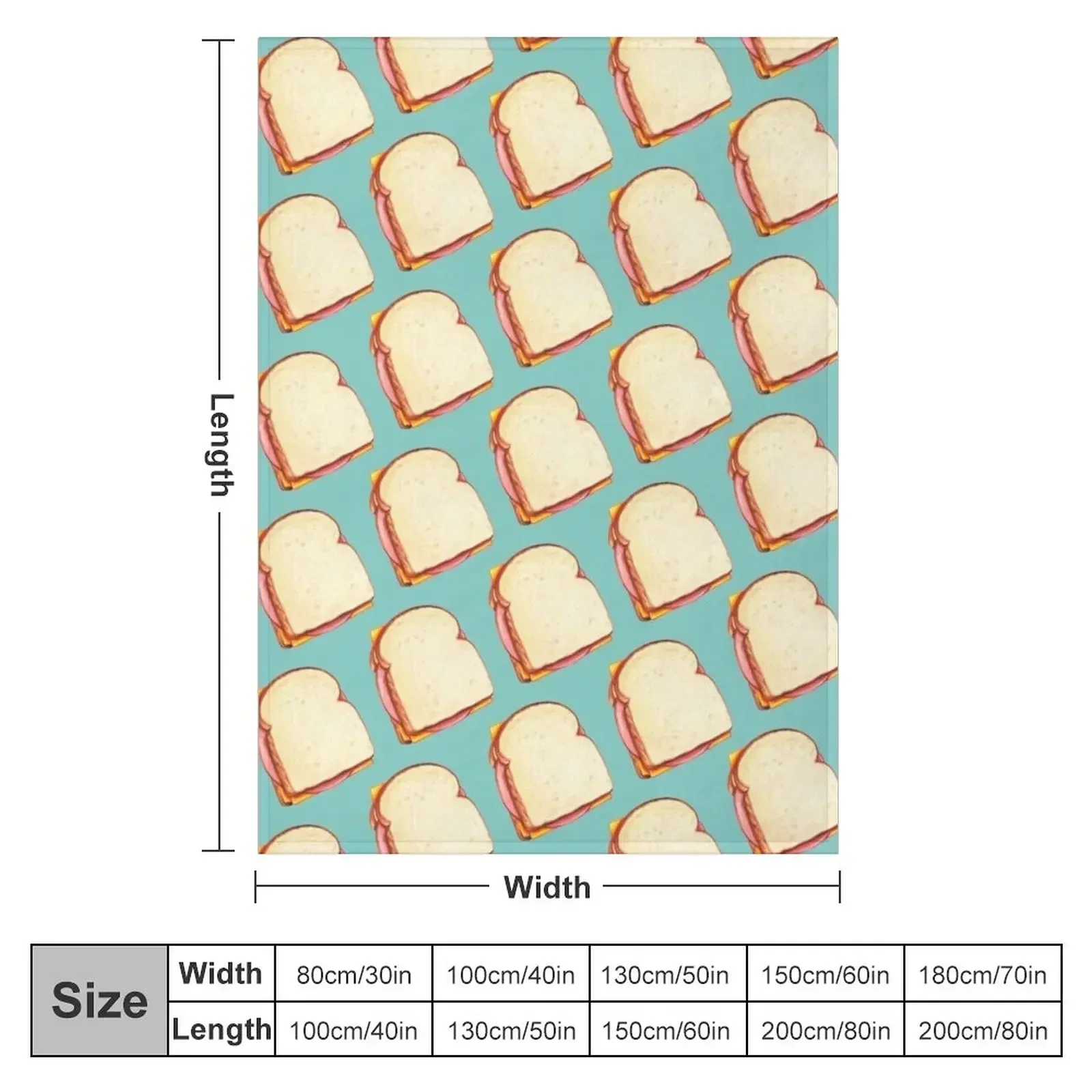 Bologna Sandwich Pattern - Blue Throw Blanket Retros blankets ands Blankets