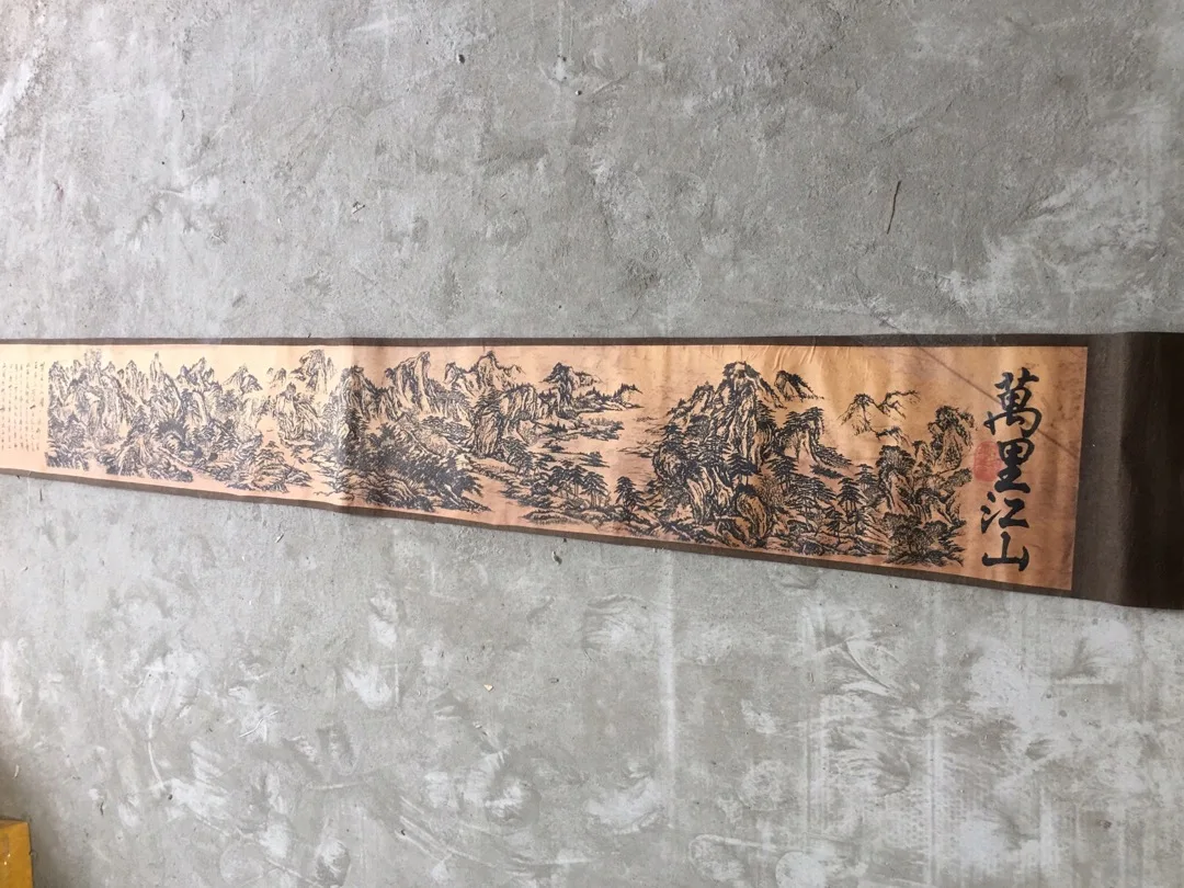 

Home Decoration Painting Antique Scroll Painting with Beautiful Scenery of Rivers and Mountains Worth Collecting