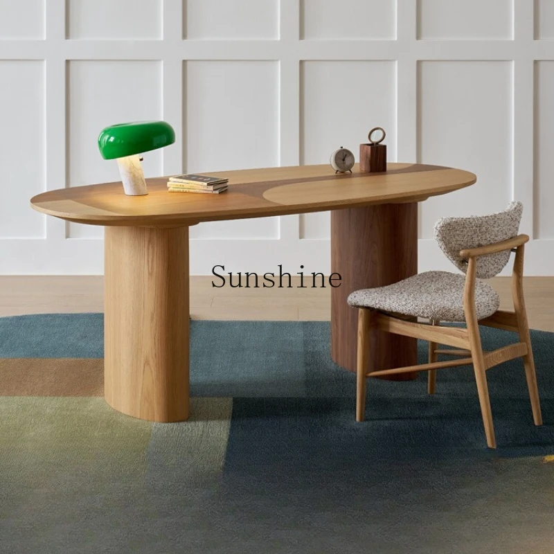 

French log style living room home study simple large desk