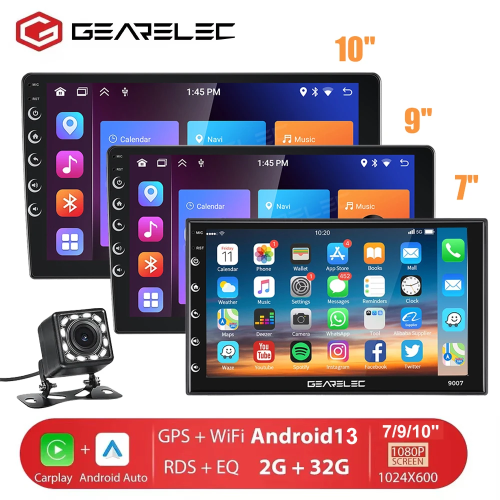 Radio con GPS para coche, reproductor Multimedia con Android 13, 2 Din, 7, 9, 10 pulgadas, Universal, Carplay, WIFI, para Nissan, Toyota, Kia, Honda